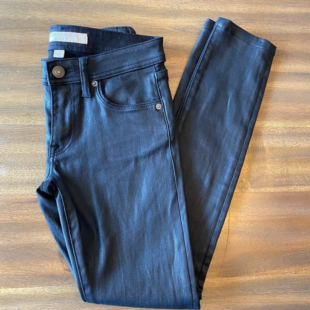 Burberry Brit Coated Black Jean Skinny Low Rise Women’s 25